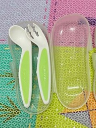 EDISON 嬰幼兒學習餐具組叉子+湯匙附收納盒