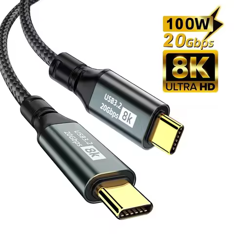 PD 100W USB 3.2 20Gbps ThunderBolt 3 Type C to USB-C Cable 8K 60Hz USB C Data Cord for iPhone 15 Pro