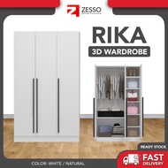 ZESSO 3 DOORS WARDROBE WITH SHELF/ almari baju /kabinet baju / almari baju budak/Almari / Ikea Wardrobe