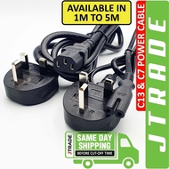 C13 C7 Printer PSU Power Supply Cable 3 Pin (UK) High Quality JTRADE