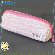 TEASG Pencil Cases, Cute Cartoon Pink Plaid Pencil Bag,  Large Capacity Storage Bag Primary School S