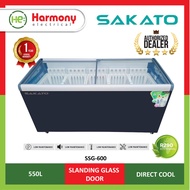 SAKATO SSG-600 Slanding Glass Door Freezer 550L (Commercial Chiller / Fresh Market/ Mini Market/ Frozen) Penyejuk Beku 冷藏柜
