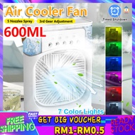 【Malaysia Spot Sale】Mini Portable Fan Air Cooling Fan Aircond Humidifier Purifier Mist Cooler with LED Light USB Fan