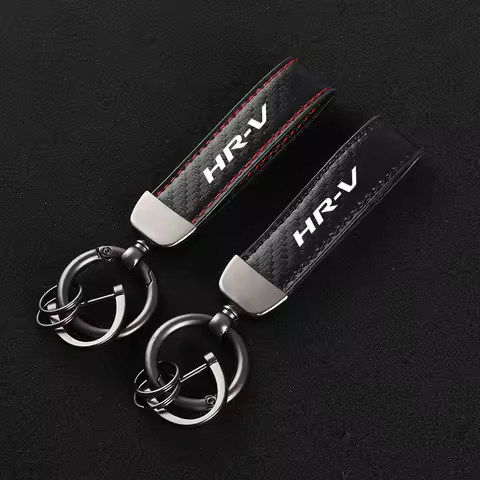 Leather Carbon Fiber Car Rings Keychain Zinc Alloy Keyrings For Honda HRV HR-V GH RU Car Accessories