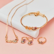 Hot Sell.. Y222 Children's Jewelry Set Hello Kitty Children's Bracelet Set 24k Gold Plated Earrings 