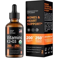 Liquid Vitamin D3 with K2 Drops Bones & Heart Support Supplement 10000IU