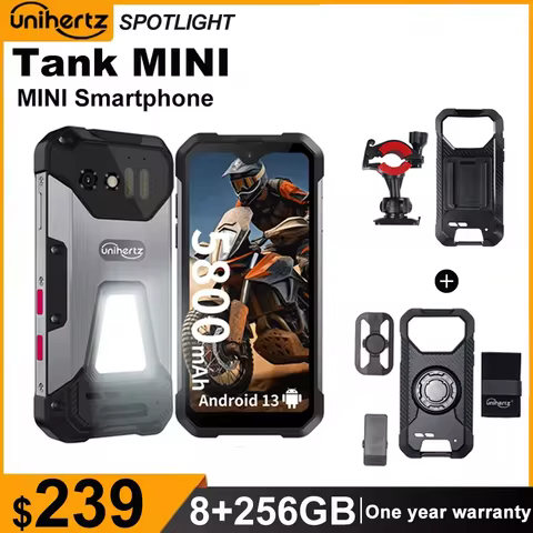 Unihertz 8849 Tank Mini Rugged Smartphone 4.3 Inch Display Android 13 Helio G99 Octa Core 5800mAh 10