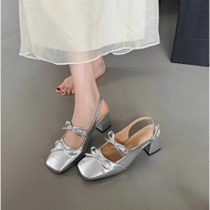 AVAILABLE Women's shoes big size 40 - 42 lolita style with open heels, luxurious silver luster