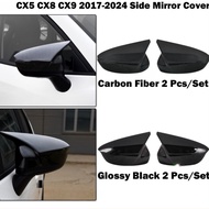 Mazda CX5 CX8 CX9 2017-2024 Side Mirror Cover Exterior Car Accessories Glossy Black Carbon Fiber