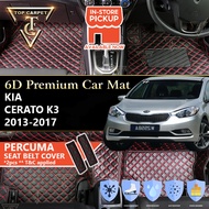 Top Carpet KIA CERATO K3 ( 2013 - 2017 ) FORTE 6D PU Leather Car Carpet VIP Car Mat Floor Mat Alas K