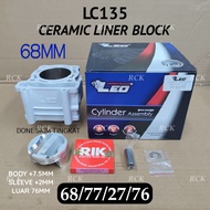 LC135 68MM +7.5MM/+2MM (68/77/27/76) LEO RACING CERAMIC LINER BLOCK SET PISTON SUPERHEAD