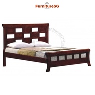 Solid Rubber Wooden Bed Frame (Queen Size)