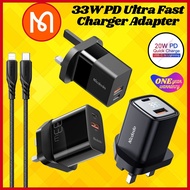 【1YrWarranty】 Mcdodo 20W 33W Fast Charge PD+QC Type-C+USB Ports Wall Charger Digital Display