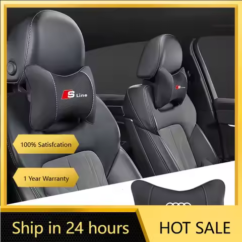 2025 Hot 1Pcs Car Seat Headrest Auto Logo Neck Pillow For Audi Sline A3 A4 A6 A5 Q5 A1 Q7 Q3 Q2 Q8 S
