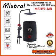 [DC Pump] Mistral MSH99 Black colour Instant Water Heater + Rain Shower + DC Pump ! Strong Pressure 