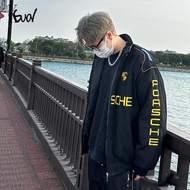 KSUAL Porsche F1 Embroidery Jacket Korean Jacket For Men America Varsity Windbeaker Jacket Casual