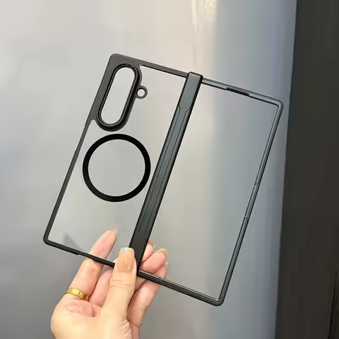 For Magsafe Case For Samsung Galaxy Z Fold 7 Translucent Hinge Folding Shockproof Magnetic Wireless 