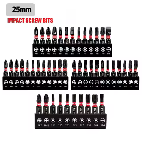 Short Multi-Functional Screwdriver Bit Set, Ph, Pz, Sq, Hex, Torx, Sl Multi-Specification Universal 