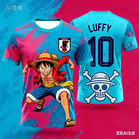2026 Japan One Piece Luffy Football Jersey T-shirt Kids Football Special Jersey Kit Adult Men's Quic