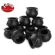 12Pcs Mini Black Cauldron with Handle Halloween Mini Witch Cauldron Halloween Pot Candy Holder for H