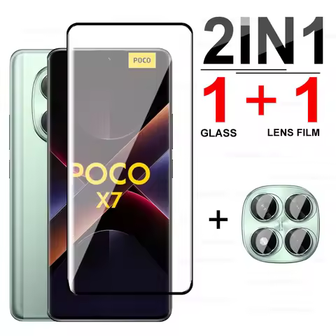 2in1 9H Protective Glass For Xiaomi Poco X7 5G Lens Film Curved Screen Protector PocoX7 X 7 Pocco Po