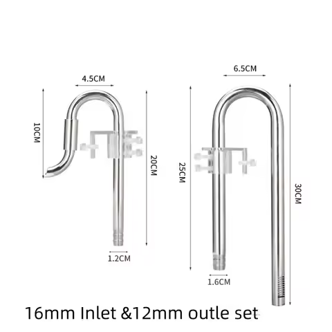 Non-rust Inflow Outflow Pipe 12/16mm 360 Degree Rotation Fish Tank Inlet and Outlet Filter Removable