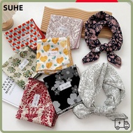 LUCKY-SUHE Silk Scarf, Double Sides Square Hair Scarf, Elegant Handbag Wraps Flower Pattern 68*68cm 