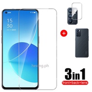 3-in-1 Tempered Glass Screen Protector For OPPO A16K A16 A15 A15S A9 A5 2020 A94 A95 A76 A74 A54 A53 A31 A5S A55 A7 A12Reno 6 7 5 Pro 6z 7z Glass Film Lens Film Clear Back Sticker