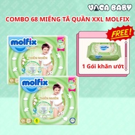 (COMBO LARGE SAVING PACKAGE) Natural Molfix Diaper Pants size M92/ L84/ XL76/ XXL68 pieces