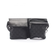 【二手】Gucci GUCCI 腰包/斜背包 GG帆布 018 1621 黑色帆布皮革腰包 男女通用 二手 B