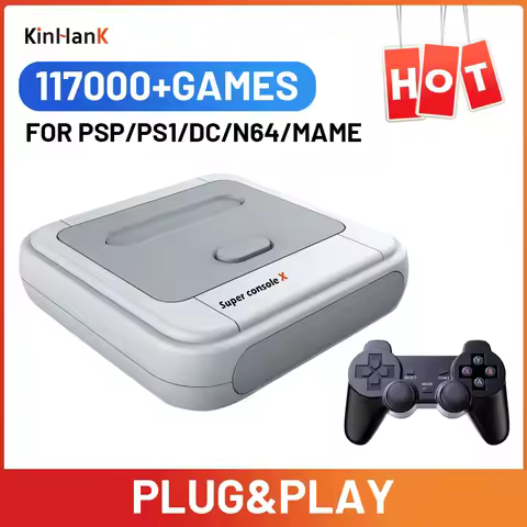 KINHANK Super Console X Game Box Retro Game Console 100000 Video Games for DC/MAME/Naomi with gamepa