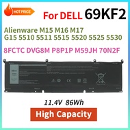 69KF2 Laptop Battery for Dell G15 5510 5511 5515 5520 5521 5525 5530 11.4V 86Wh High Capacity Li-ion