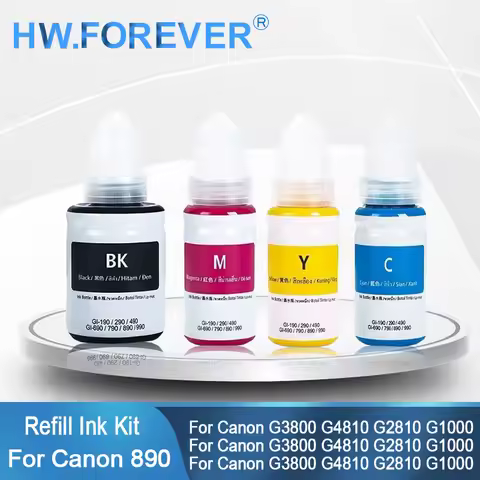 For Canon Original GI-890 GI790 GI490 Refill Ink For Canon Pixma G3800 G1000 G1100 G1400 G1800 G3000