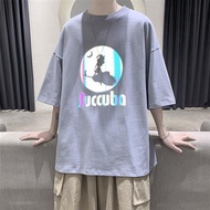 <COD>Korea 潮牌爆款Reflective t-shirt mens trend loose five-point sleeves反光t恤男潮流宽松五分袖港风短袖潮牌衣服帅气半截袖男生反光t卹