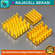 3pcs Gold Aluminum Heatsink Cooling heat sink Raspberry Pi 4 B 3B