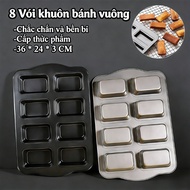 8 Compartment Baking Tray, Even Heat Radiation, Necessary Equipment for Baking 36x24x3cm, Carbon Ste