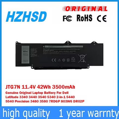 JTG7N 11.4V 42Wh 3500mAh Genuine Original Laptop Battery For Dell Latitude 3340 3440 3540 5340 2-in-