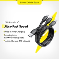 Baseus Ultra-Fast 3 in 1 Fast Charging Cable USB-A to M+L+C 3.5A 1.3m with Flexible,&Durable TPE Mat