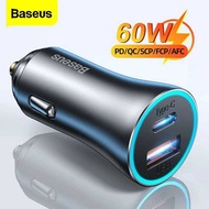 Baseus 60W Metal USB Type C Car Quick Charge SCP AFC QC 4.0 PD 27W USBC Phone Charger Para Sa
