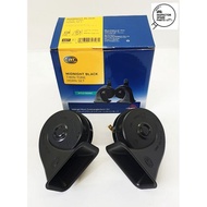 ⭐⭐100% HELLA MIDNIGHT BLACK TWIN TONE HORN SET 3FH 011 225 111 12V 490HZ ⭐⭐