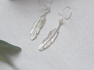 羽毛 | 垂墜耳環 925純銀 K金 立體 手工銀飾 情人禮物