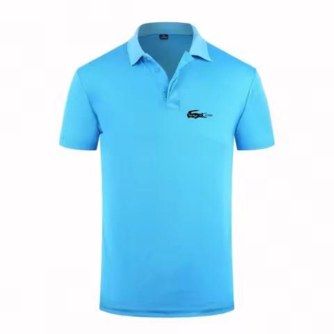 Men's Slim Fit Polo Shirt with Embroidered Crocodile Logo, Breathable Casual Sport T-Shirt for Summe