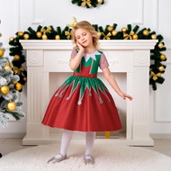 MQATZ ชุดคริสต์มาสสำหรับเด็กงานคาร์นิวัล2ชิ้นชุดคอสเพลย์เด็กผู้หญิงเสื้อผ้าเจ้าหญิงสำหรับปาร์ตี้เสื้