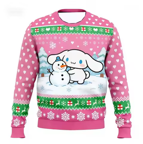 2026 Sanrio Yugui Dog Christmas Kids/Adults Pink Round Neck Hoodie Y2K Christmas Family Dress Christ