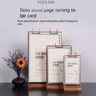 KOOLISM Ads Display Stand, Wooden Holder Loose leaf Menu Card Holder, Multipurpose Multi page Acryli