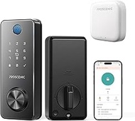 Proscenic L60 Keyless Smart Lock, Fingerprint Entry Door Lock, Bluetooth Deadbolt for Front Door, App Control, Touchscreen Keypad, BHMA, IP65 Waterproof, Anti-peep Passcode