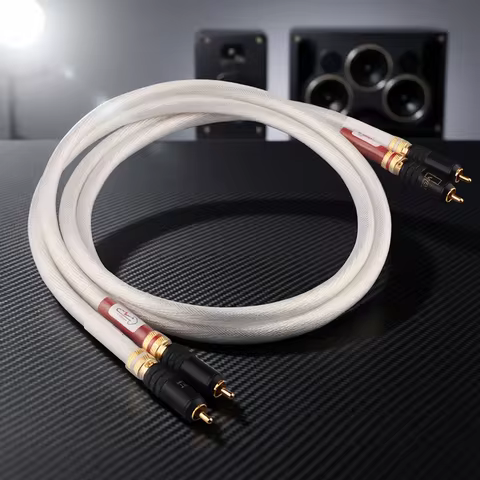 YYAUDIO Hi-End 7N OCC Silver Plated 2RCA Audio Cable 12 Strands Audio Cable HIFI 2RCA TO 2RCA Cable 