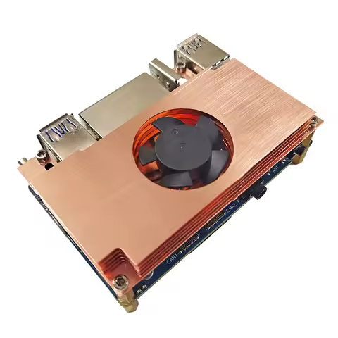 Orange Pi RV2 Copper Case with Fan Active Cooling Radiator with Heatsink Metal Shell for Orange Pi R