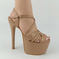Elegant Pageant Heels for Women | Korean High Heels | Nude Sandals | 7 Inch Heels