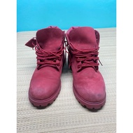 Authentic Timberland Red Boots Size 5.5 us/38 EUR/23.5 JP Good Condition Full Floor Rubber Leather V
